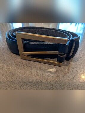 Fossil Women's Black Leather Belt with Brass Buckle